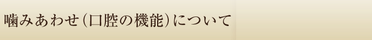 噛みあわせ（口腔の機能）について